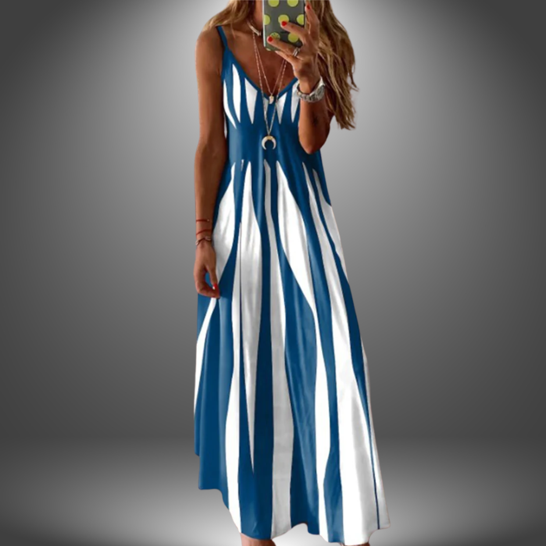 Angela and Long Dress in blue