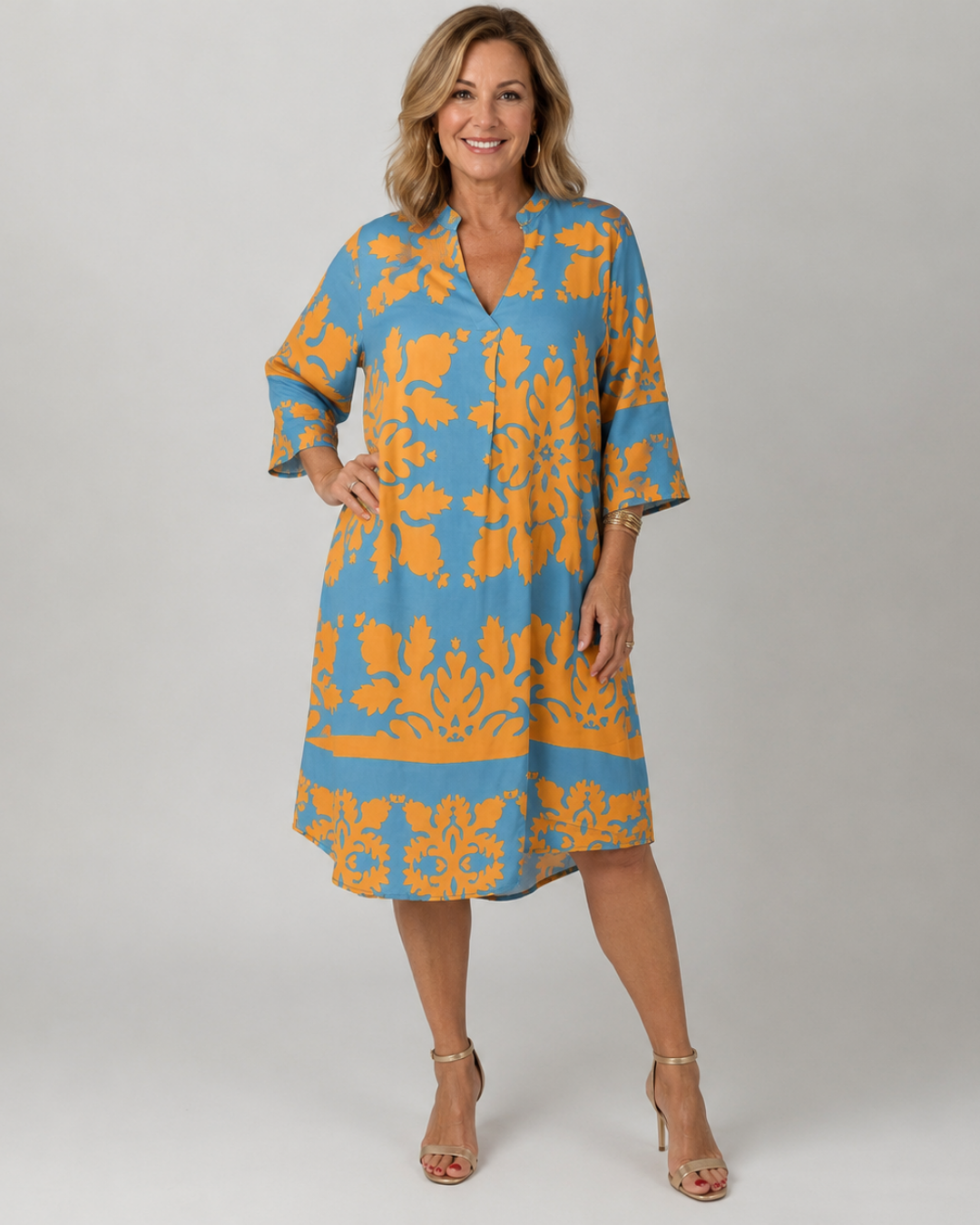 Giada Light Bloom Dress in orange-blue