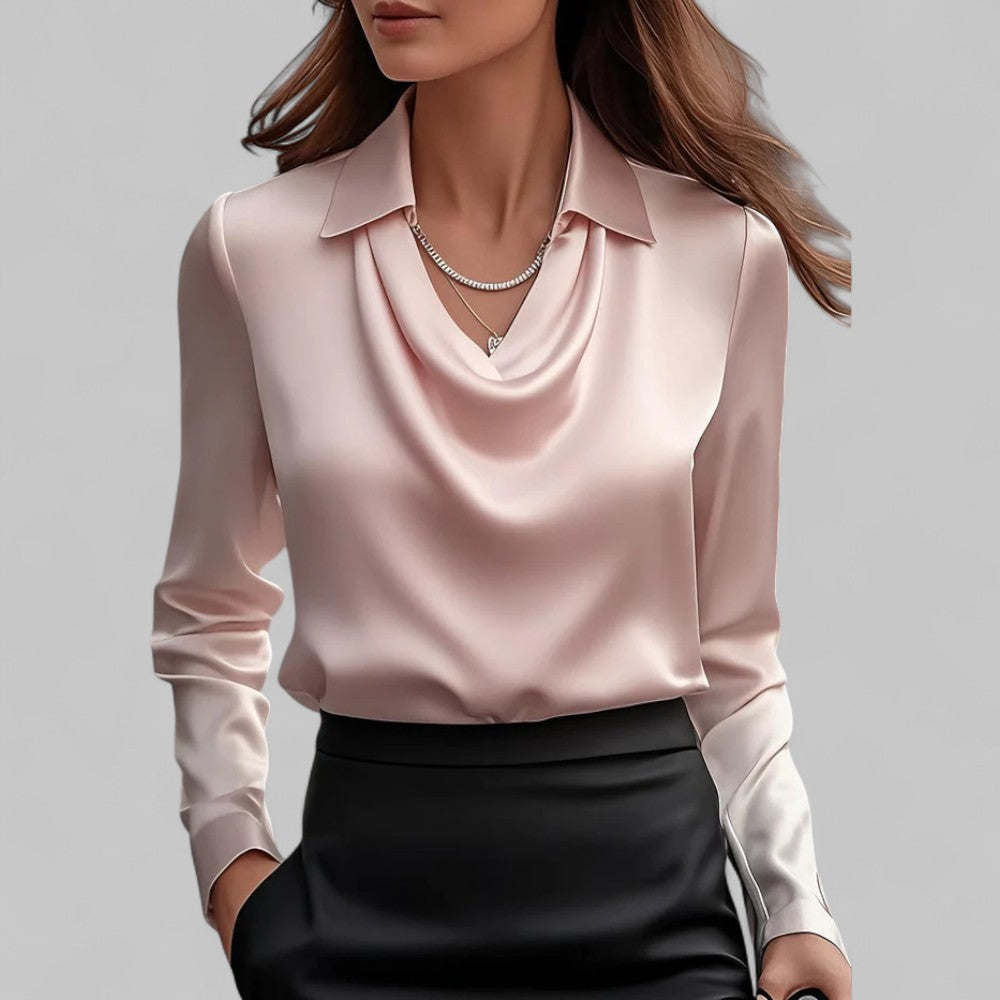 Rose Draped Satin Blouse in pink