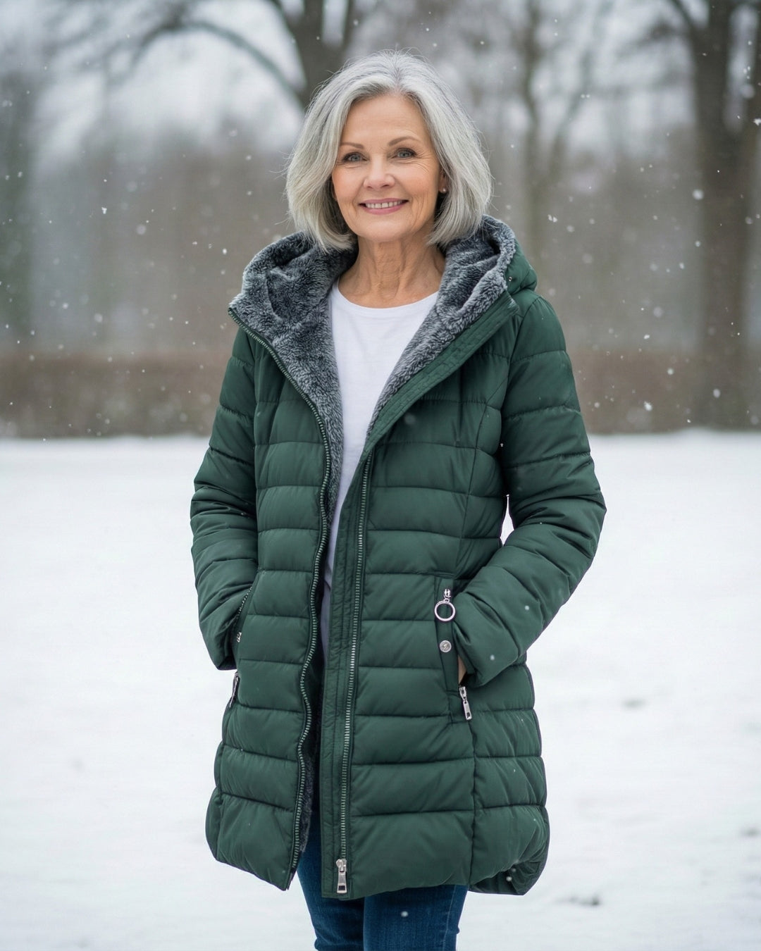 Clair Puffer Jacket Lined in dark green