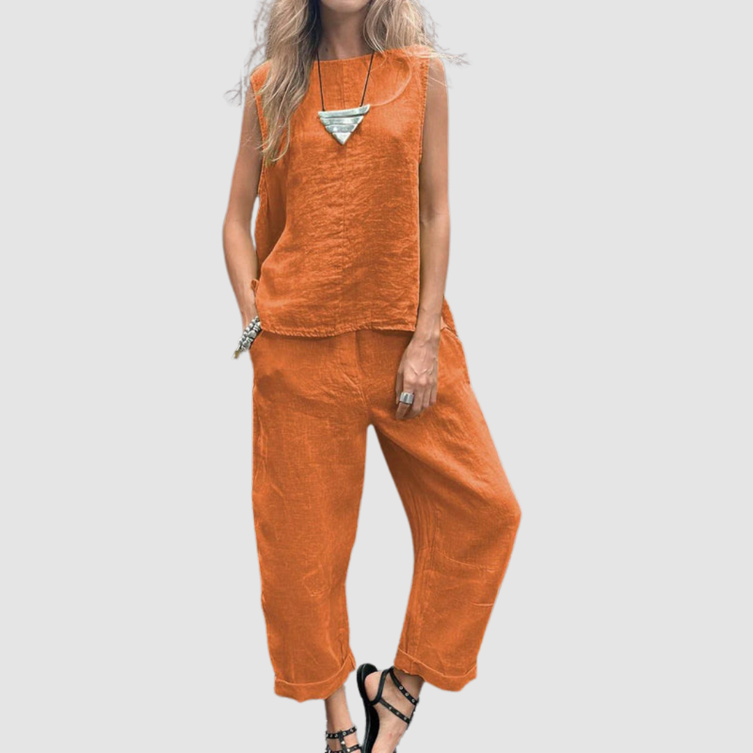 Suzette Lightweight Two-piece Summer Set in orange