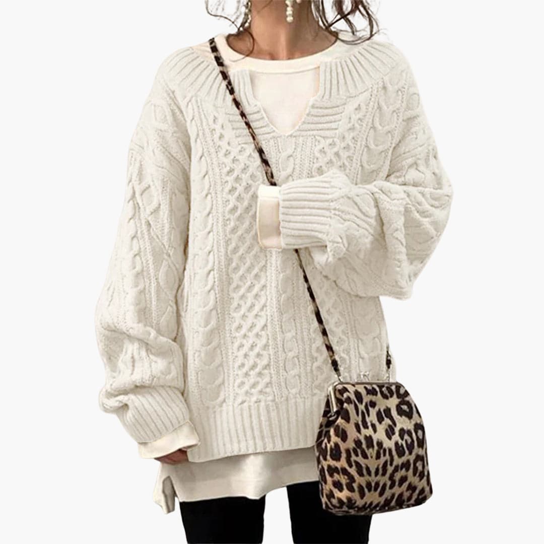 Holly Oversized Knit Sweater in white