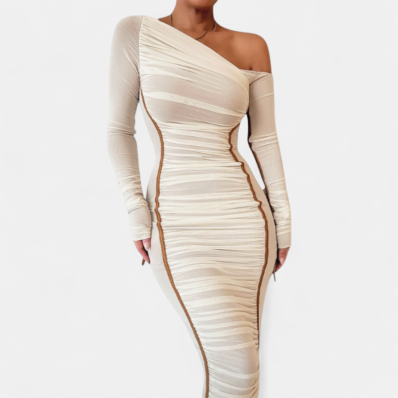 Jaycee Long Sleeve Bodycon Dress in apricot