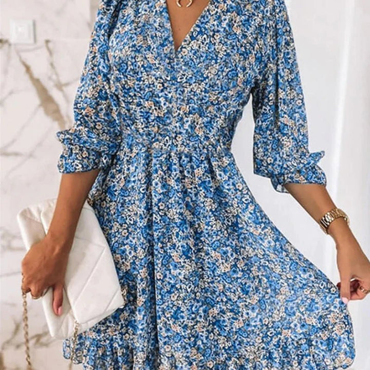 Sunna Floral Dress in blue