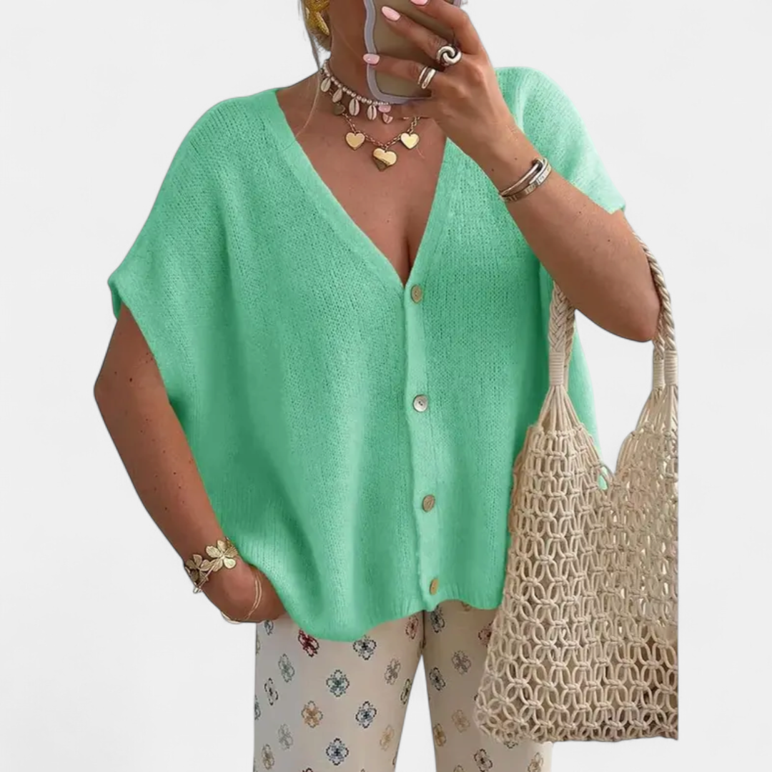Saoirse V-neck Knit Cardigan in mint green