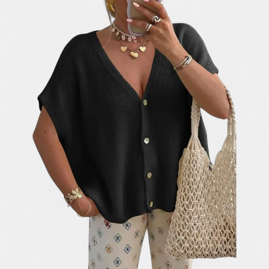 Saoirse V-neck Knit Cardigan in black