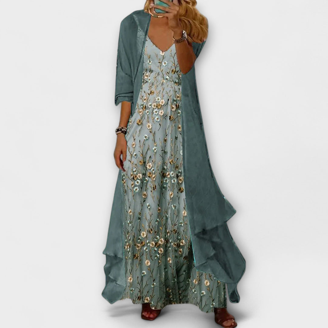 Bryleigh Maxi Dress Two-piece Set in blue