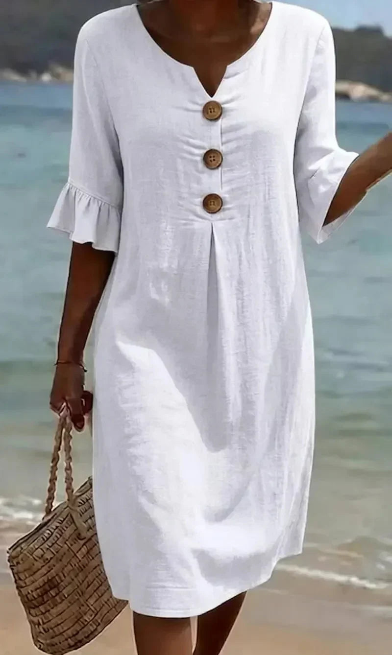 Radmila Textured Long Sleeve Dress in pearl