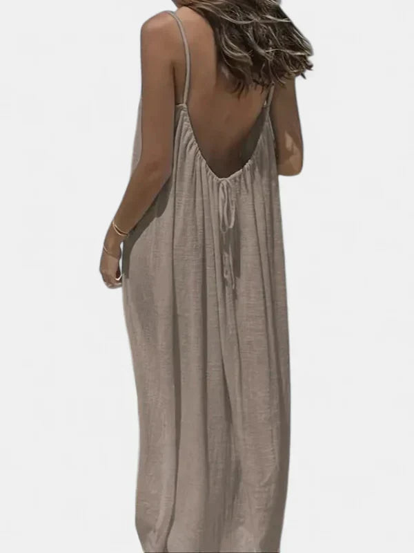 Brittany Sleeveless Cami Lounge Dress in fawn brown