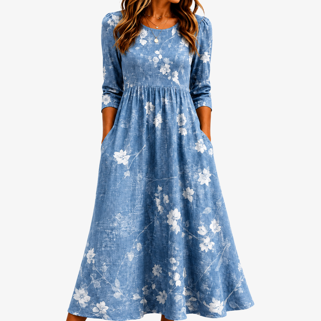 Bluebell Breeze Floral Pocket Midi