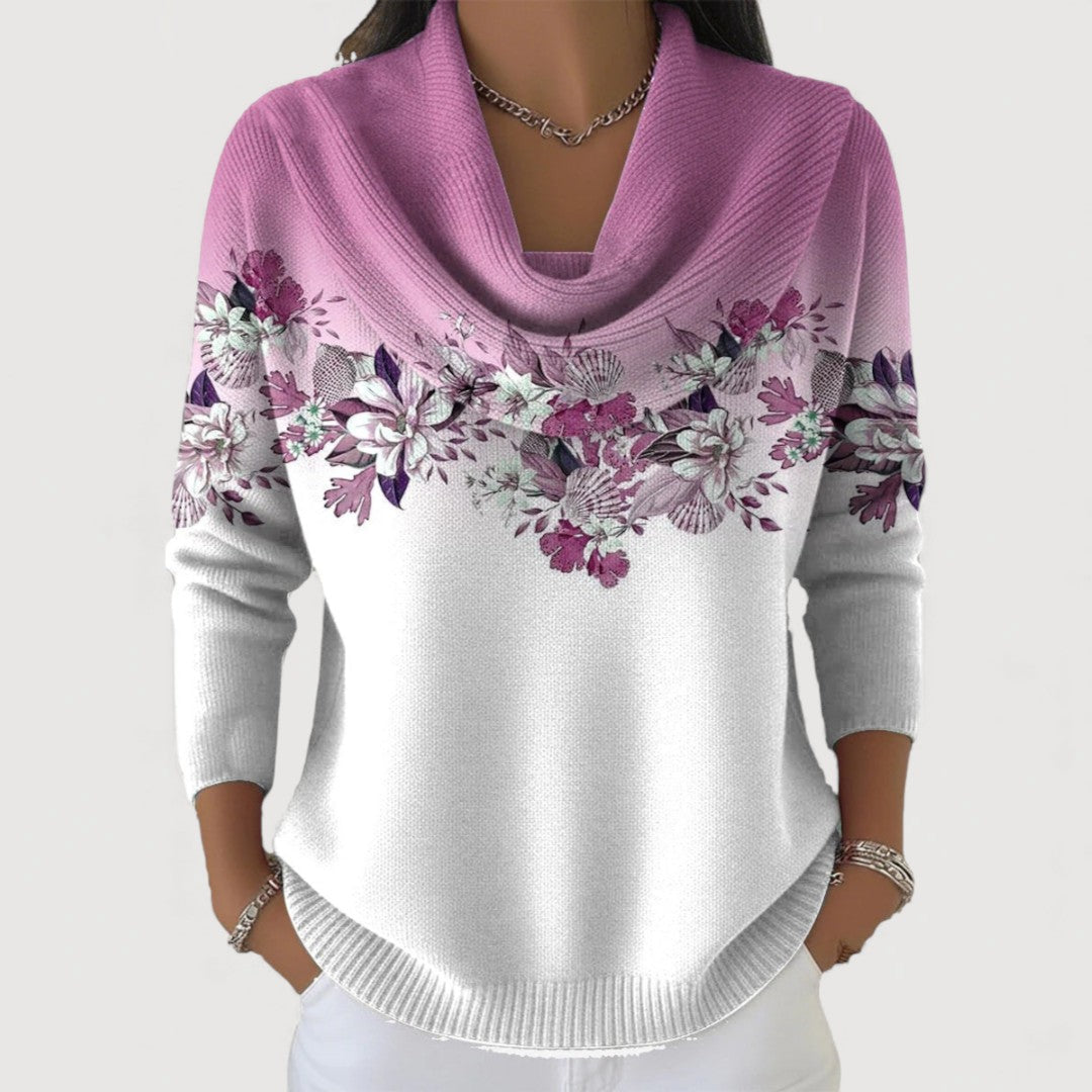 Lorina Floral Knitted Sweater in lilac
