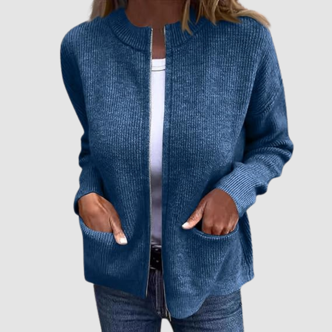 Jenise and Cardigan in blue