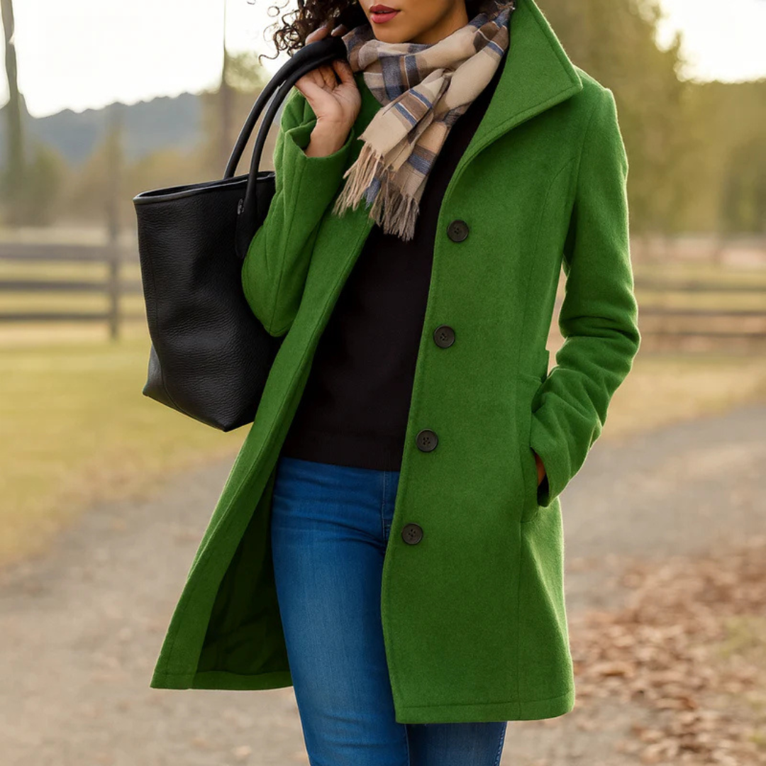 Lyzia Classic Coat For Chilly in dark green