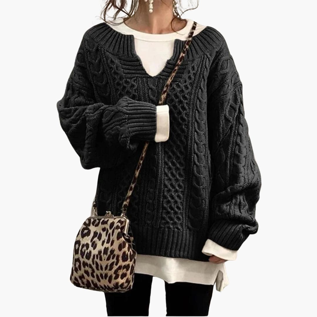 Holly Oversized Knit Sweater in black