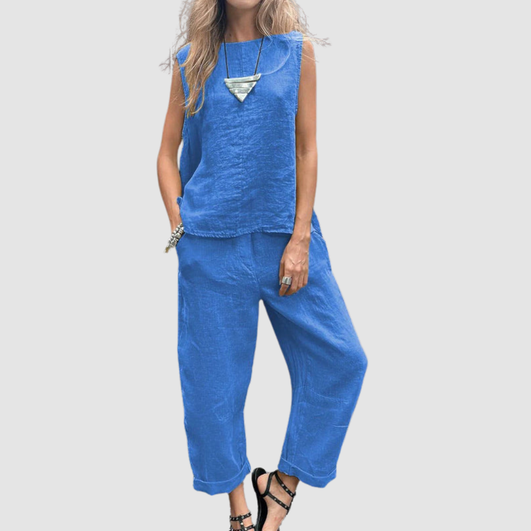 Suzette Lightweight Two-piece Summer Set in blue