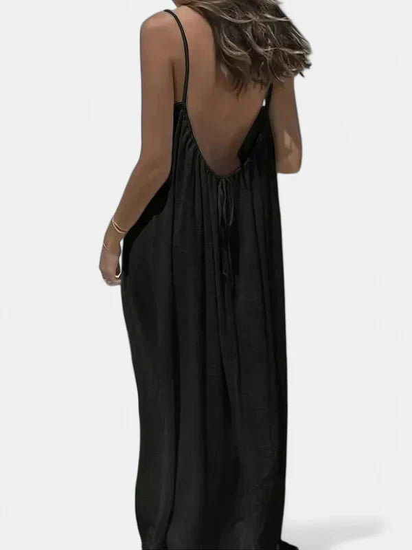 Brittany Sleeveless Cami Lounge Dress in black