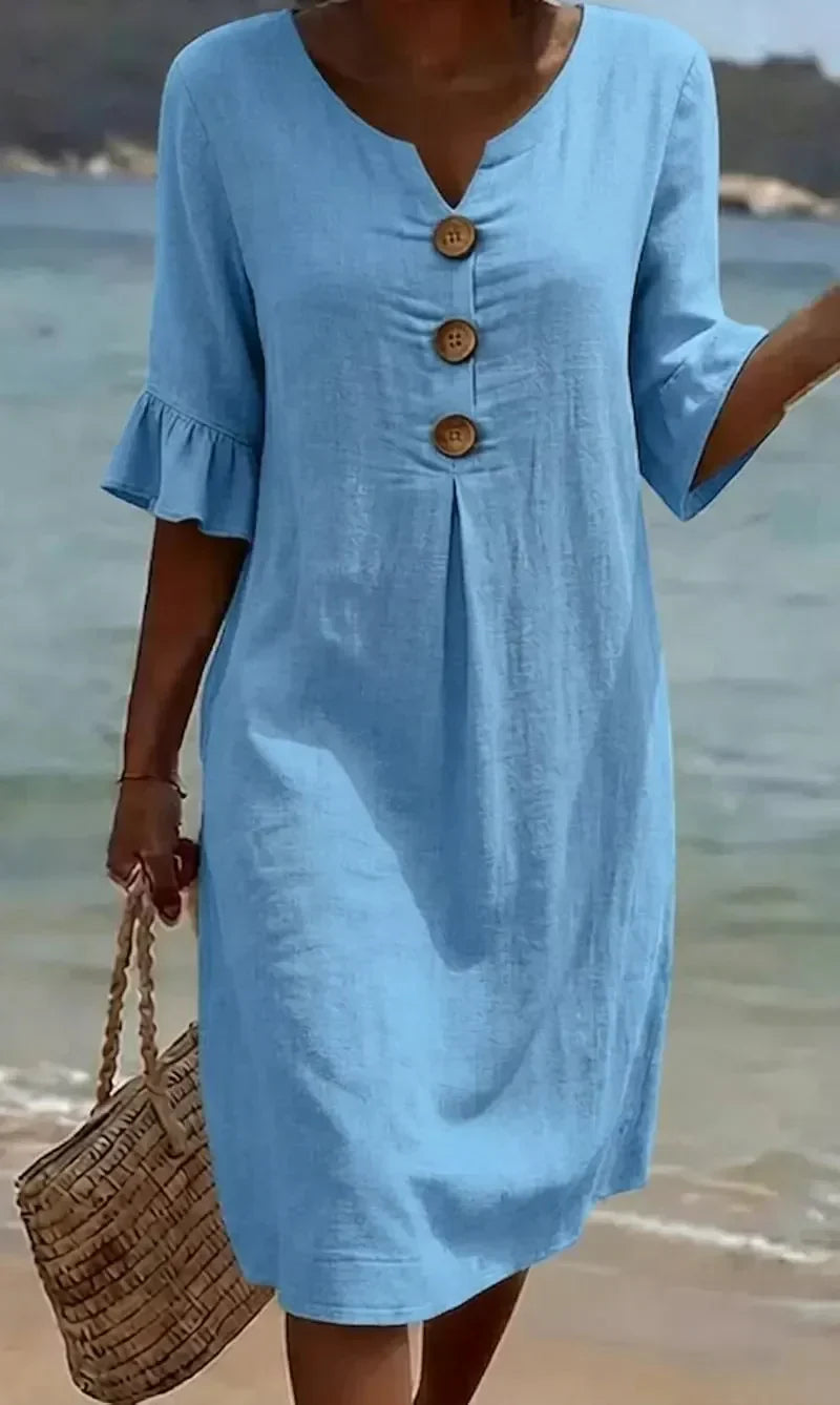 Radmila Textured Long Sleeve Dress in sky