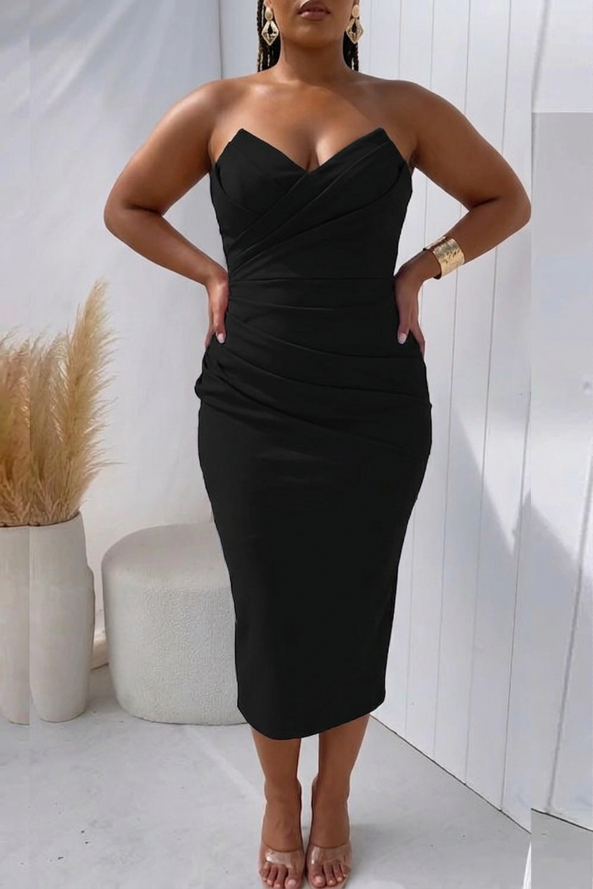 Ffion Flattering Draped Dress in black