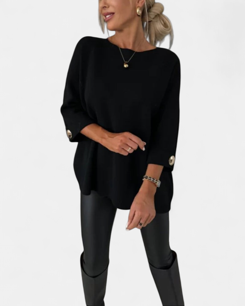 Lottie Buttoned Pullover in black