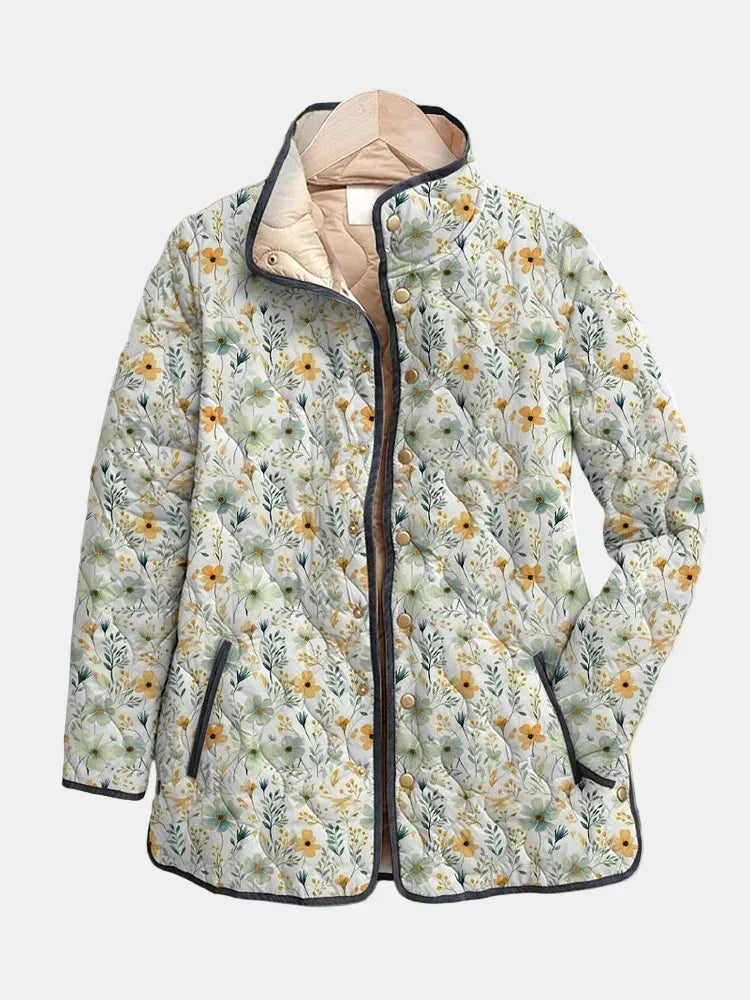 Nola Delightful Floral-printed Quilted Jacket in multicolour