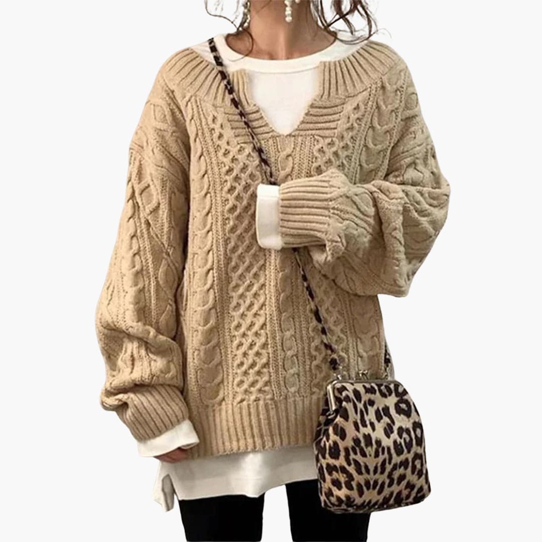 Holly Oversized Knit Sweater in khaki