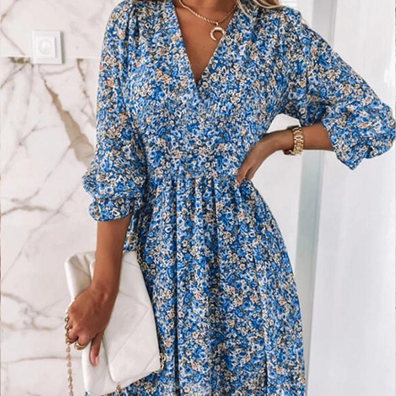 Thessaly Floral Maxi Dress in navy