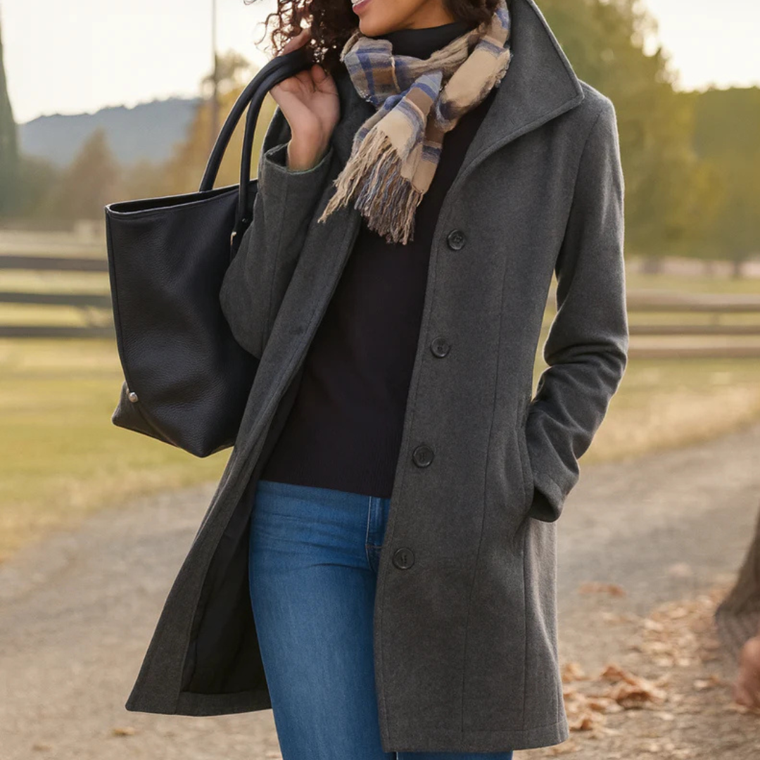 Lyzia Classic Coat For Chilly in gray