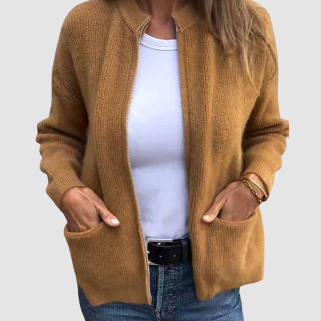 Jenise and Cardigan in brown
