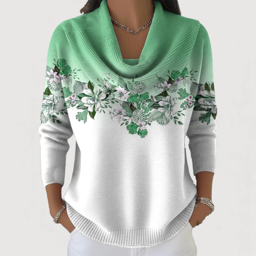 Lorina Floral Knitted Sweater in mint