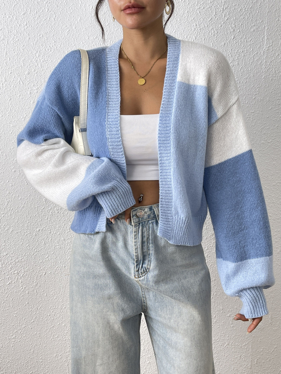 Adline Colour-block Cardigan in blue