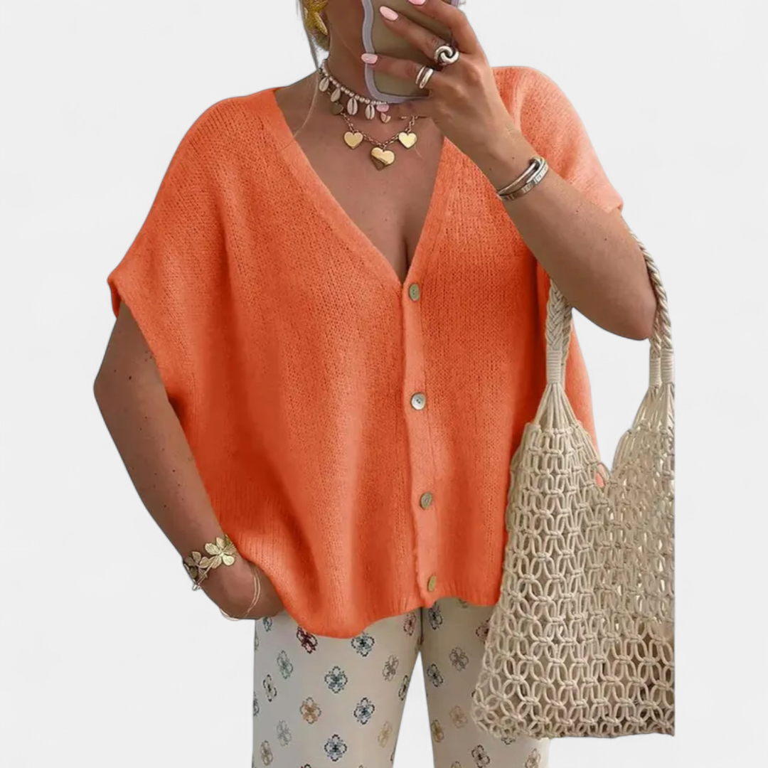 Saoirse V-neck Knit Cardigan in orange