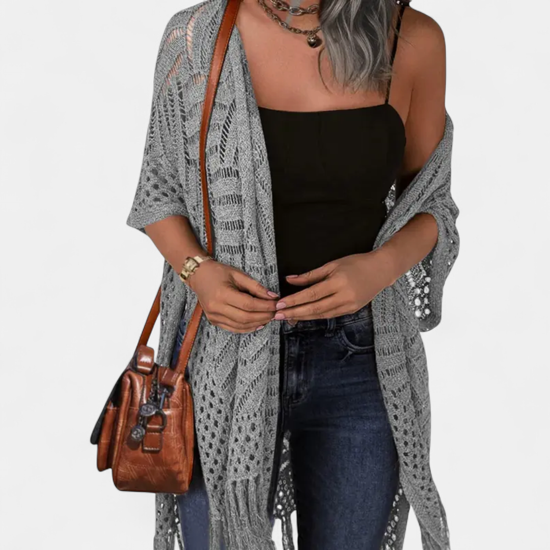 Sol ne Boho Crochet Tassel in light grey