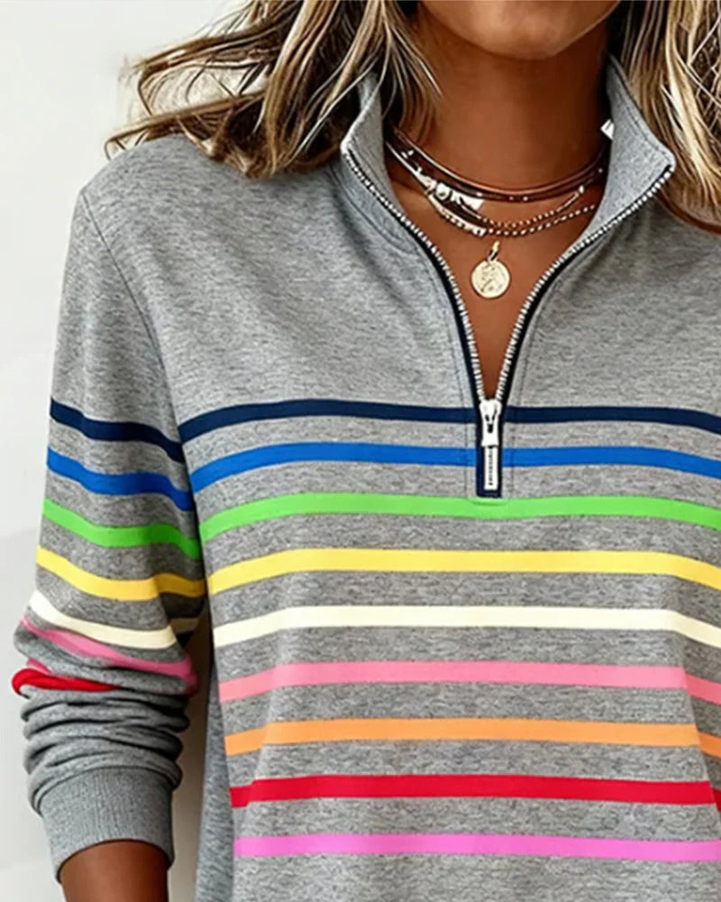 Sanne Colorblock Sweater in gray