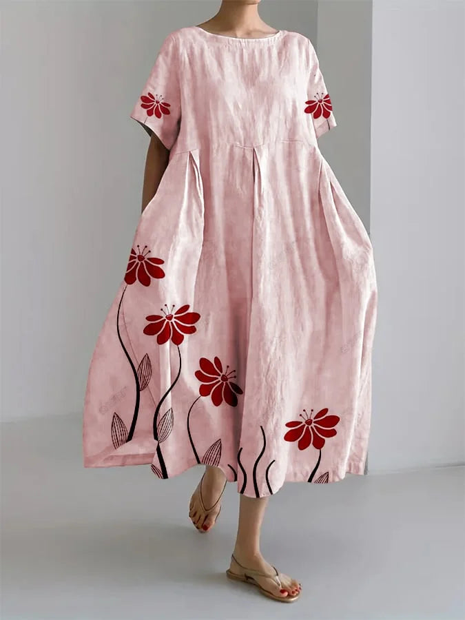 Sabrina Long Floral Dress in pink