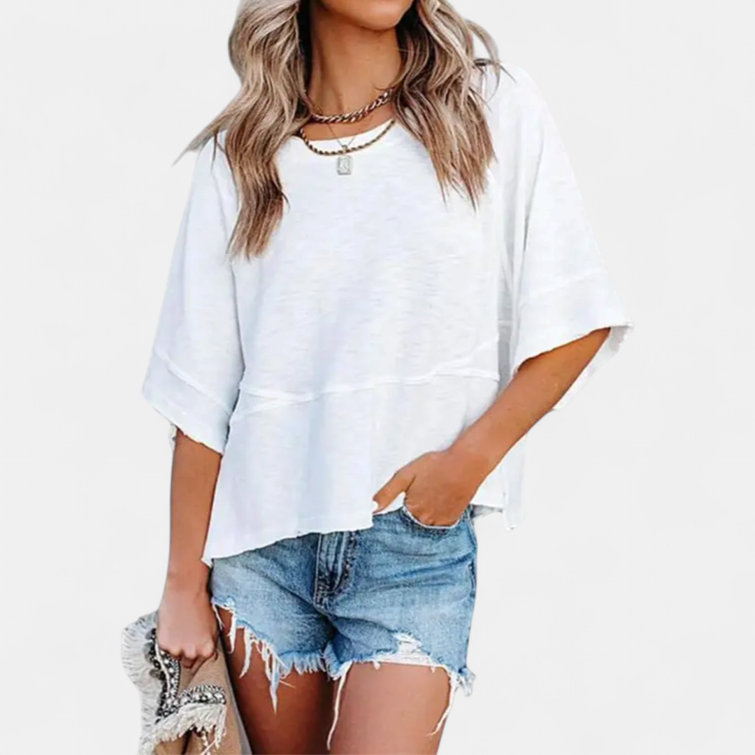Blossom Flare Sleeve Blouse in white