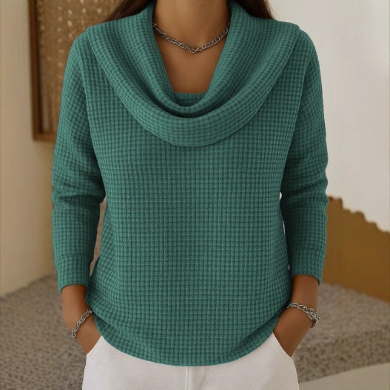 Amber Warm Waffle Sweater in green