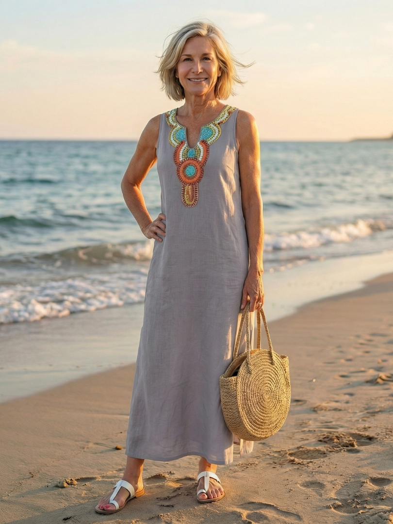 Arielle Airy Flow Midi Dress in sky blue
