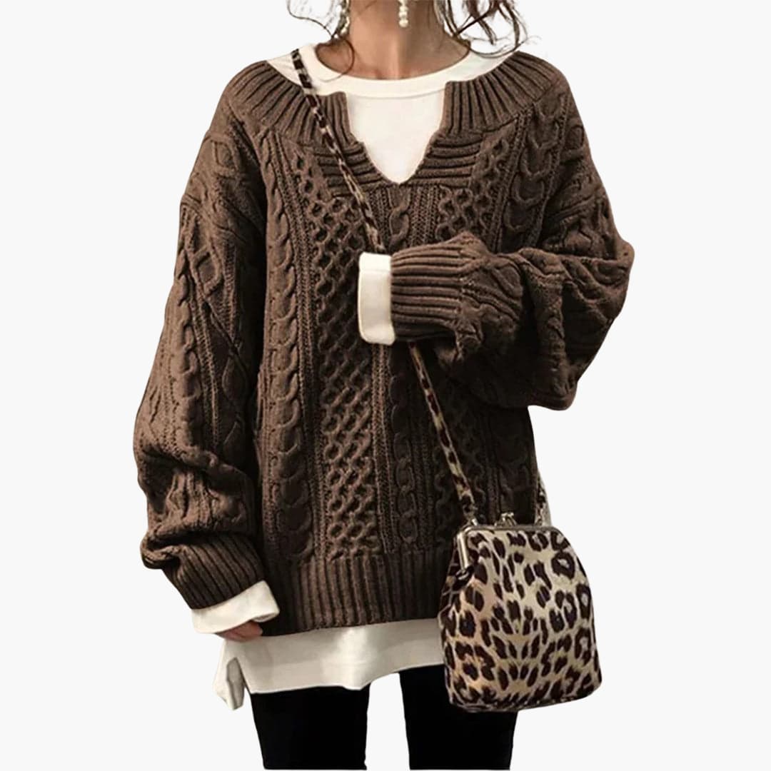 Holly Oversized Knit Sweater in brown