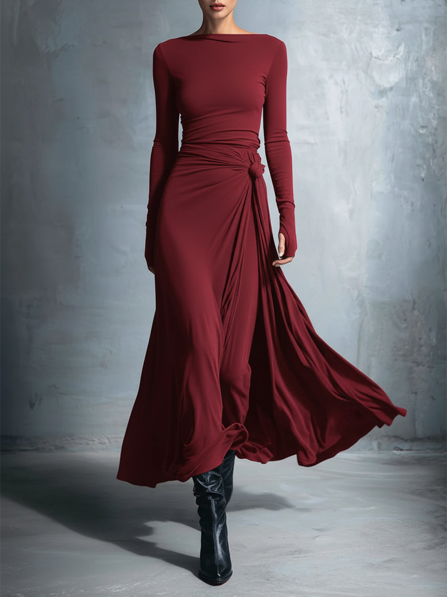Avana Elegance Dress in burgundy