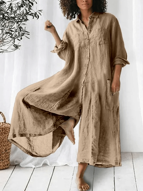 Bria Luxe Wide-leg Jumpsuit in khaki
