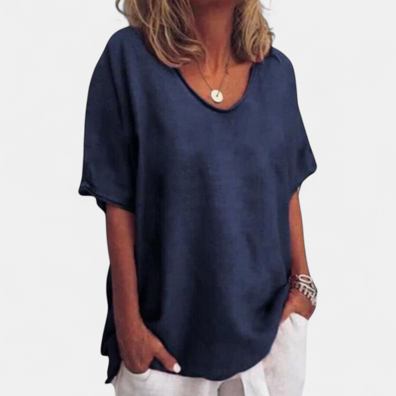 Callie Loose Fit Top in navy blue