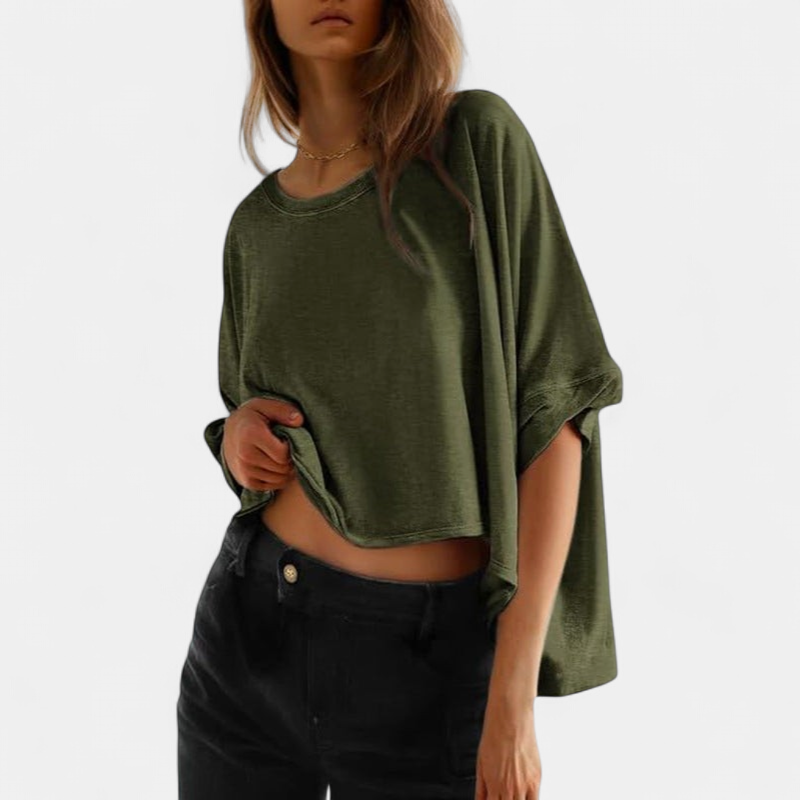 Joli Classic Oversized Loose-fit Tee in army green