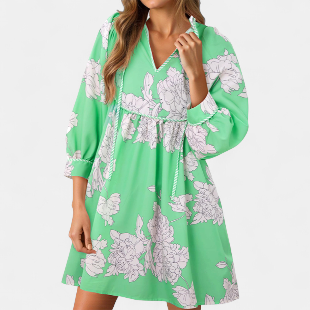 Fenella Boho Floral Tie-front Babydoll in green