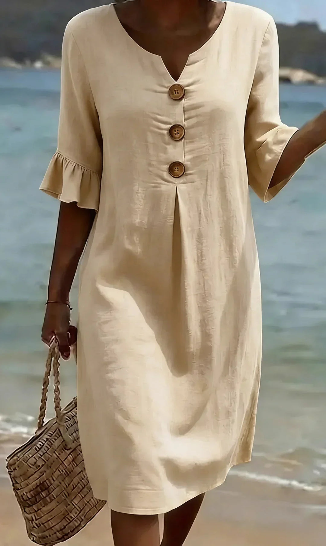 Radmila Textured Long Sleeve Dress in sand