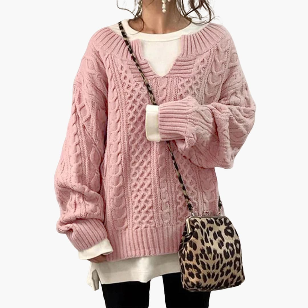 Holly Oversized Knit Sweater in pink