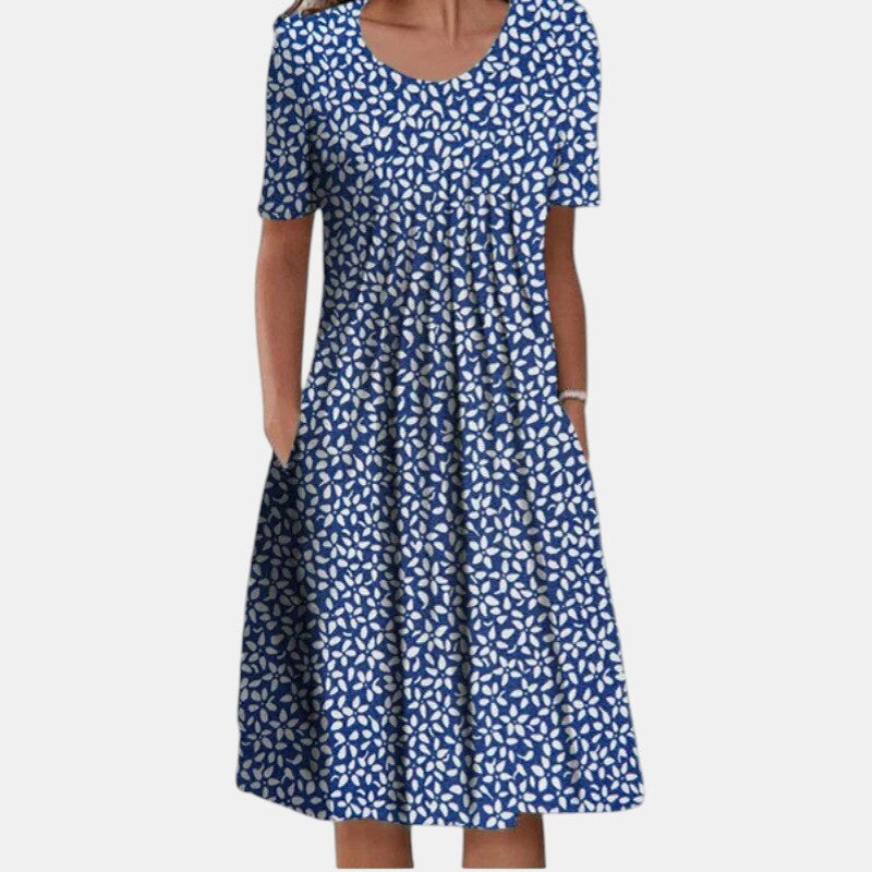 Gigi Cotton Tummy Coverage Dress in blue flower