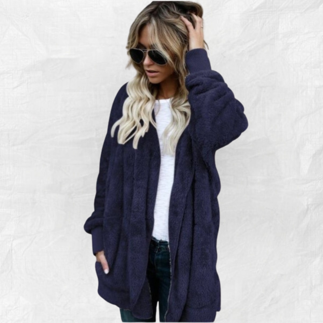 Ally Double Fleece Cardigan in sapphire