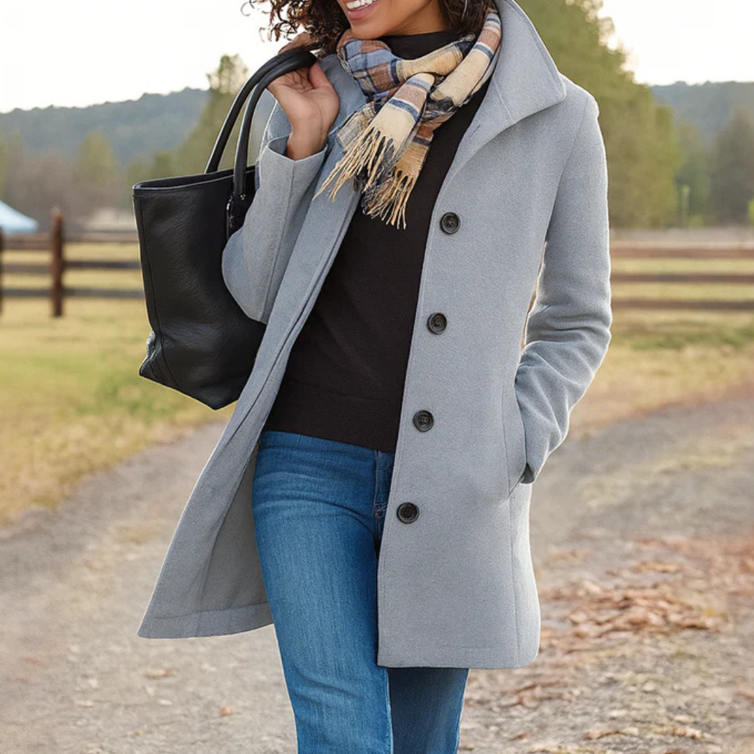 Lyzia Classic Coat For Chilly in light gray