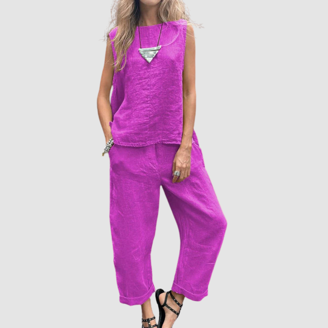 Suzette Lightweight Two-piece Summer Set in purple