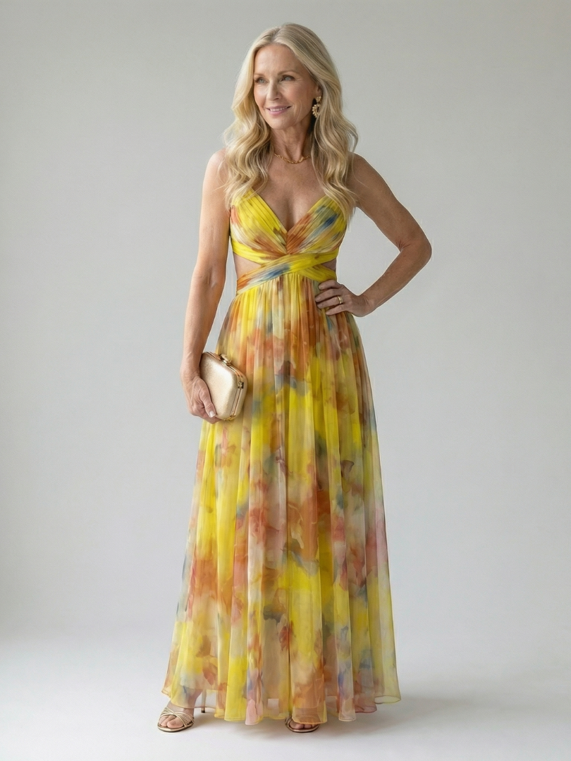 Irena Maxi Wrap Dress in yellow